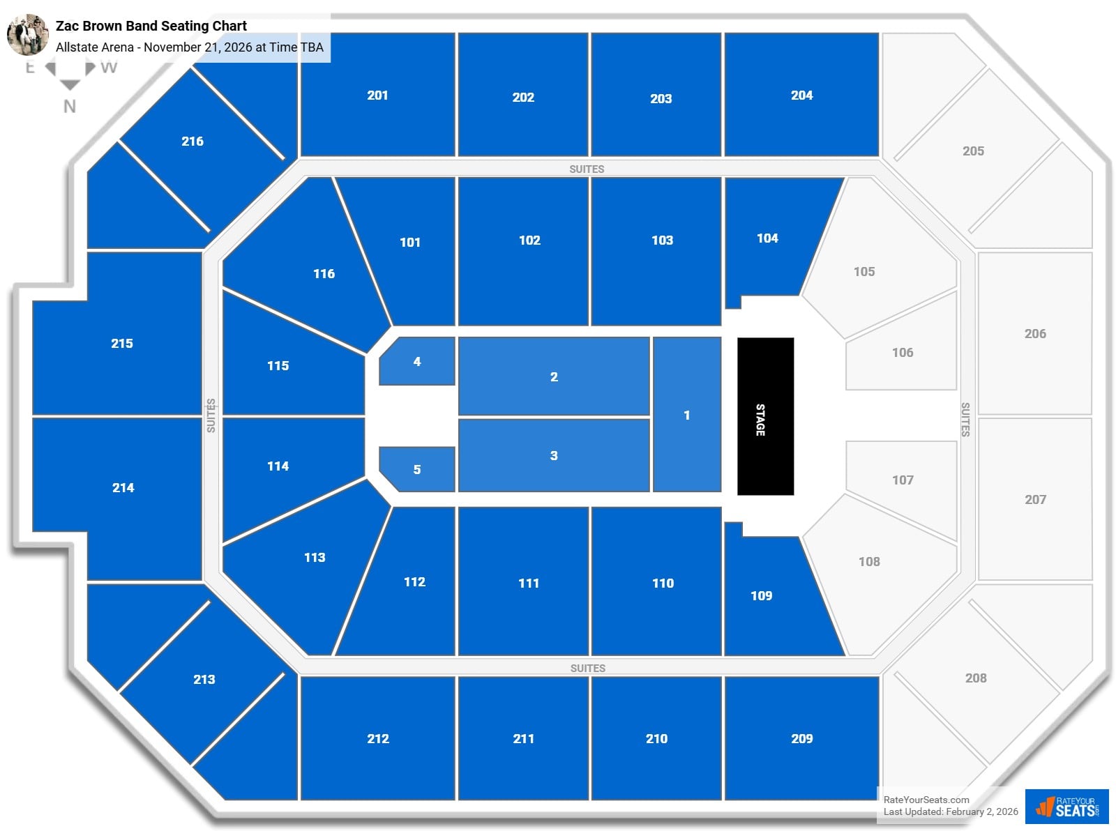 Zac Brown Band seating chart Allstate Arena