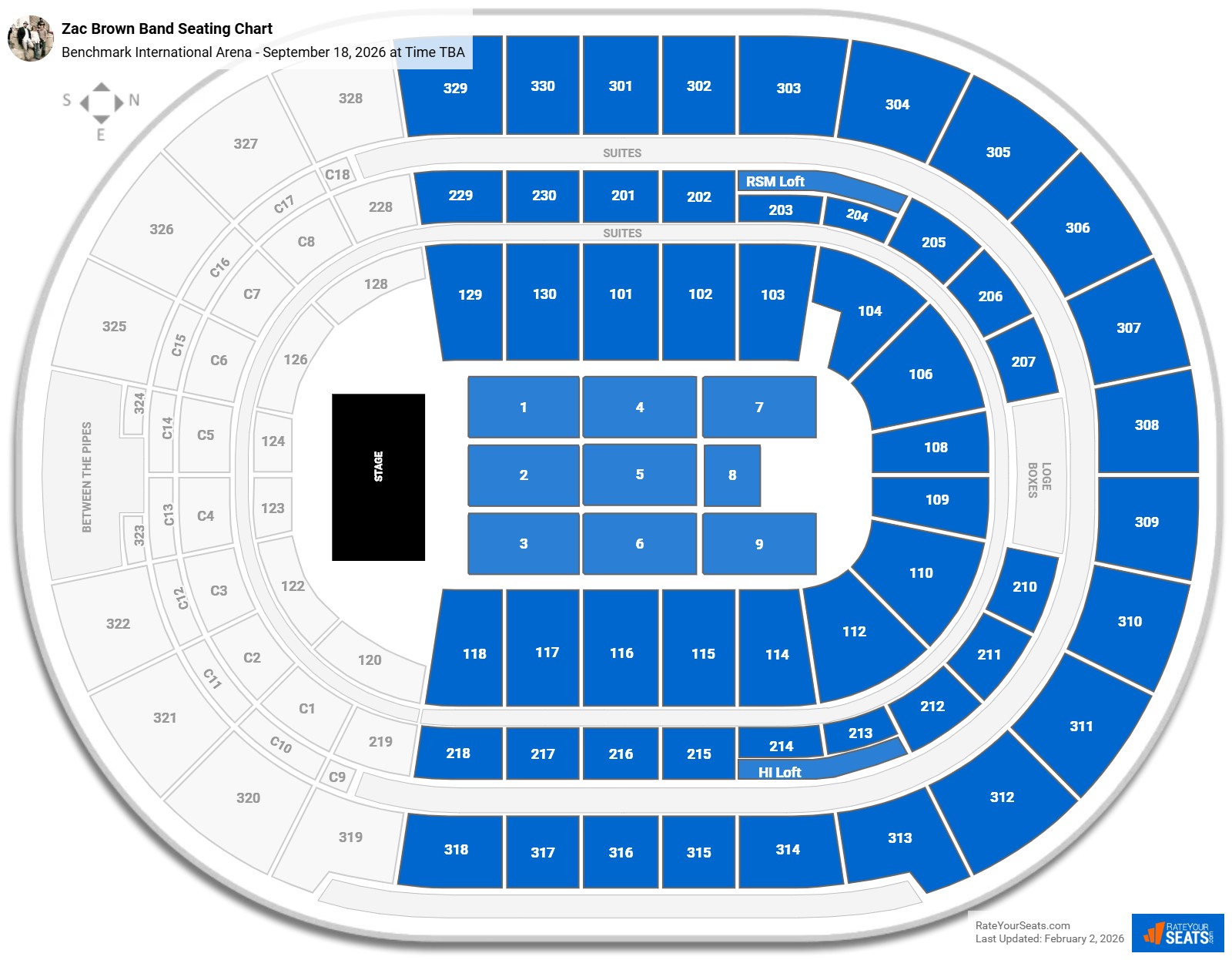 Zac Brown Band seating chart Benchmark International Arena