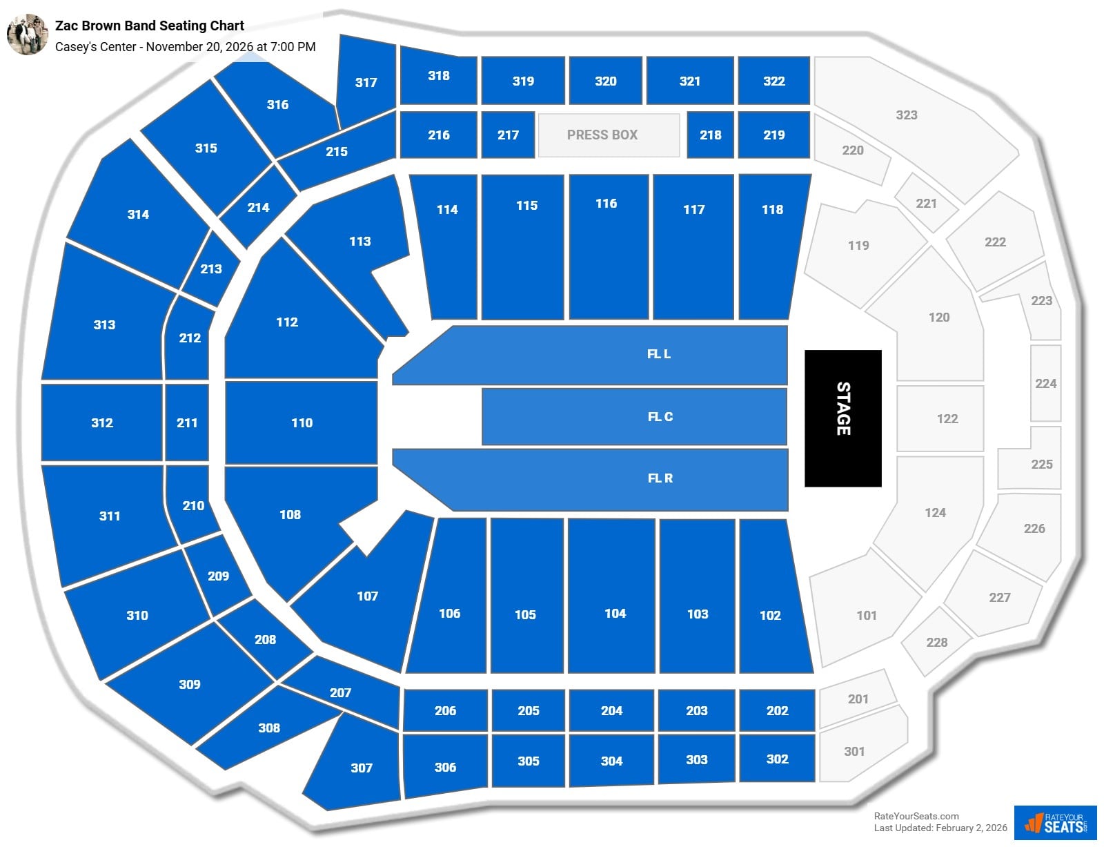 Zac Brown Band seating chart Casey