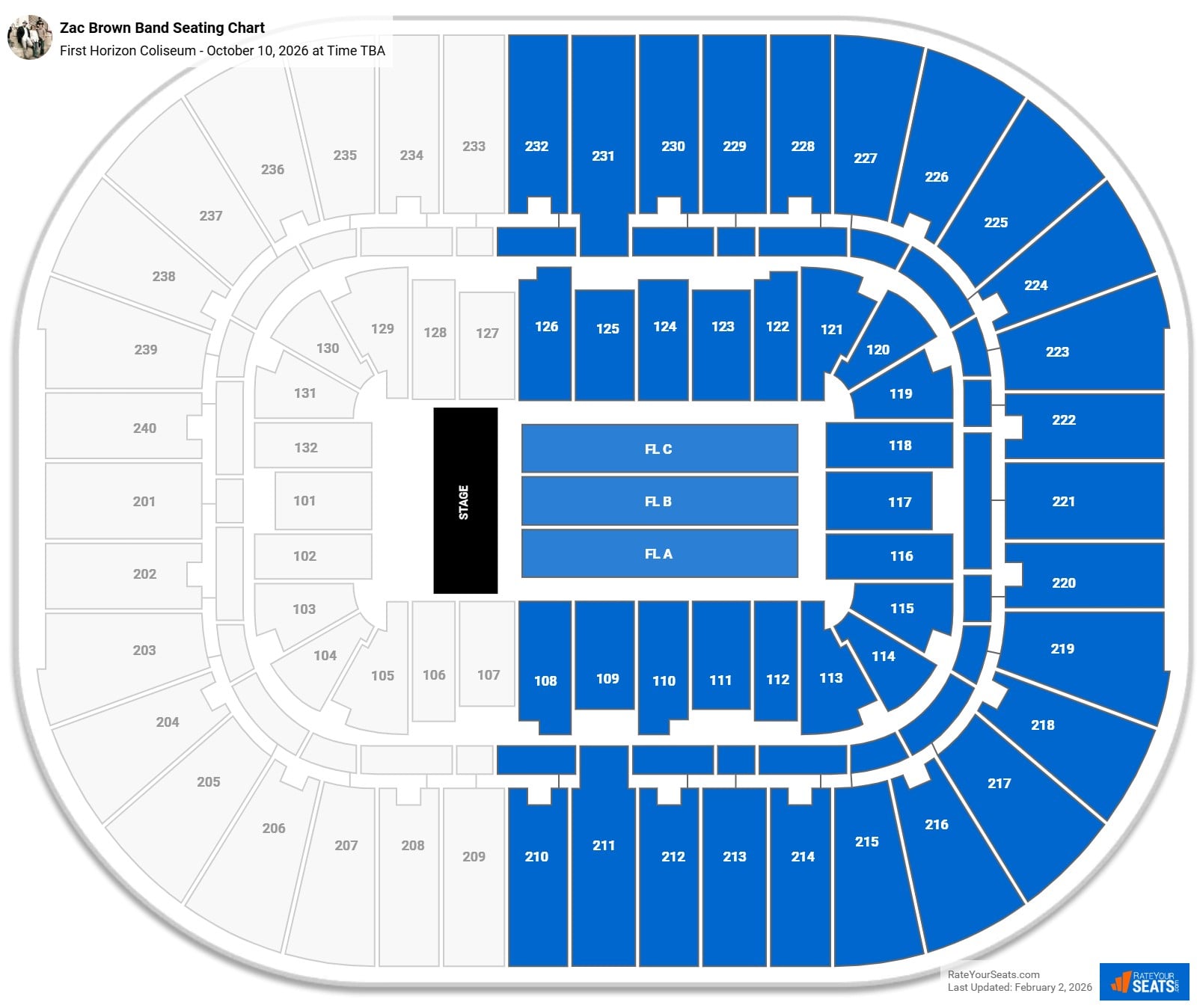 Zac Brown Band seating chart First Horizon Coliseum