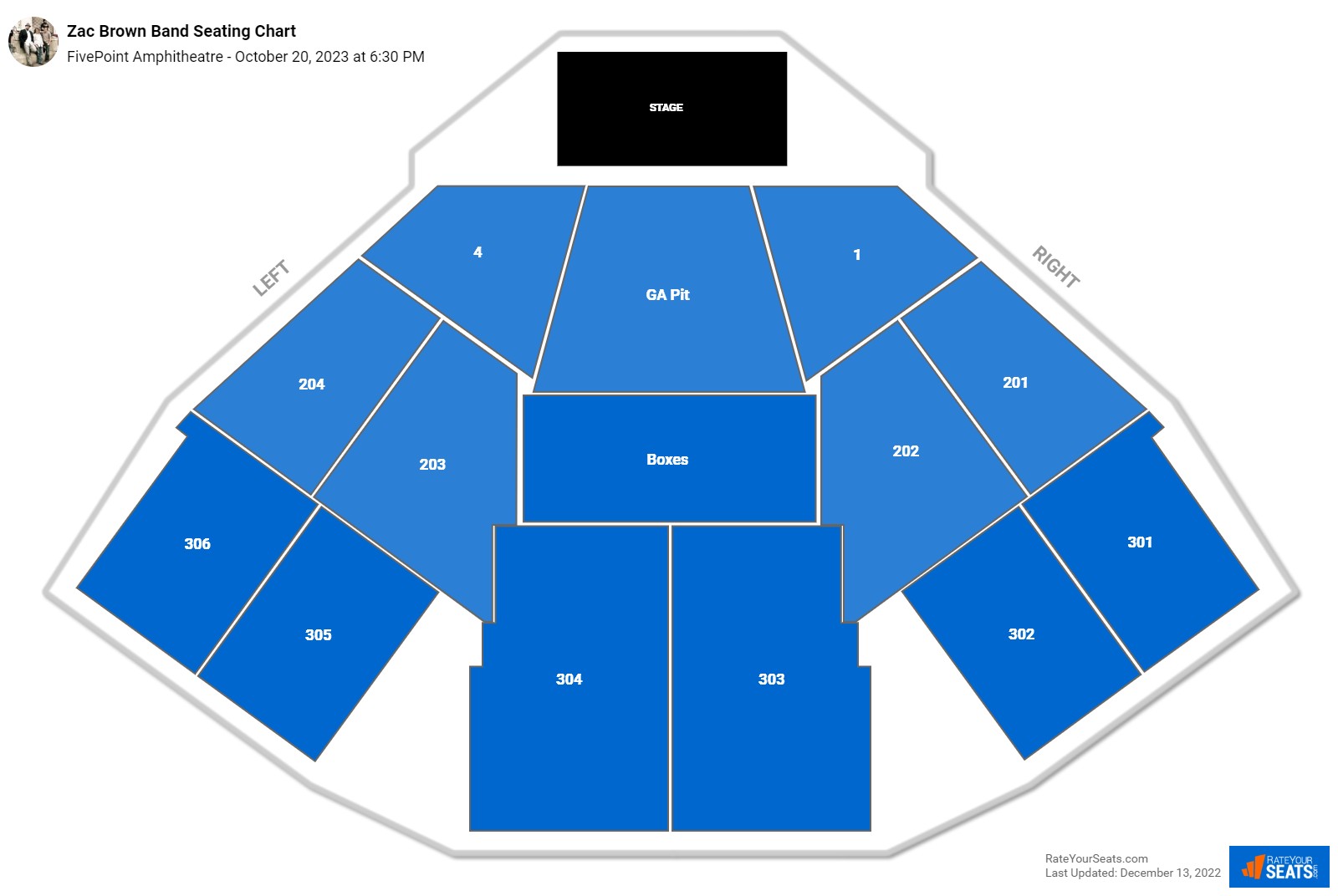 Zac Brown Band seating chart FivePoint Amphitheatre