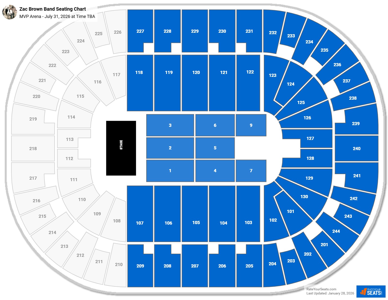 Zac Brown Band seating chart MVP Arena