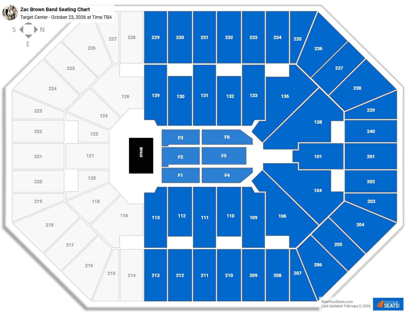 Zac Brown Band seating chart Target Center