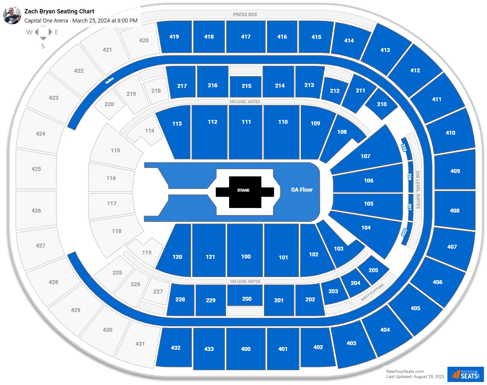 Zach Bryan seating chart Capital One Arena