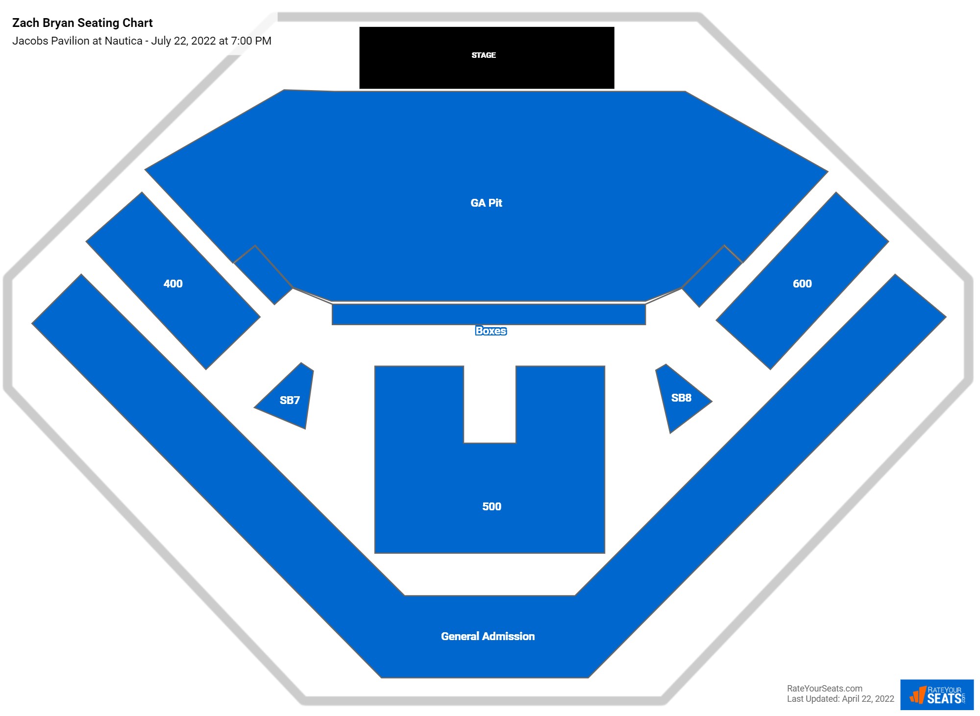 Zach Bryan seating chart Jacobs Pavilion at Nautica