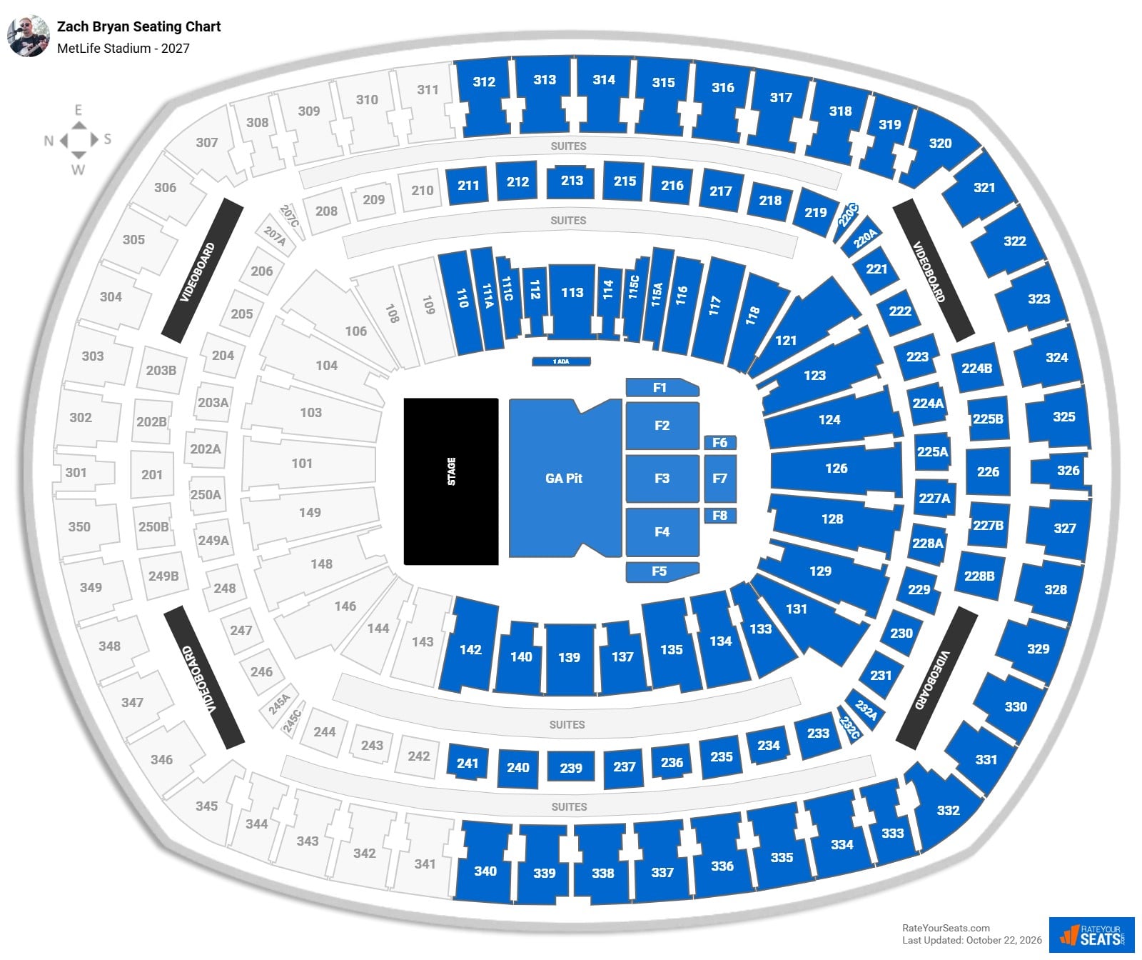 Zach Bryan Seating Chart at MetLife Stadium