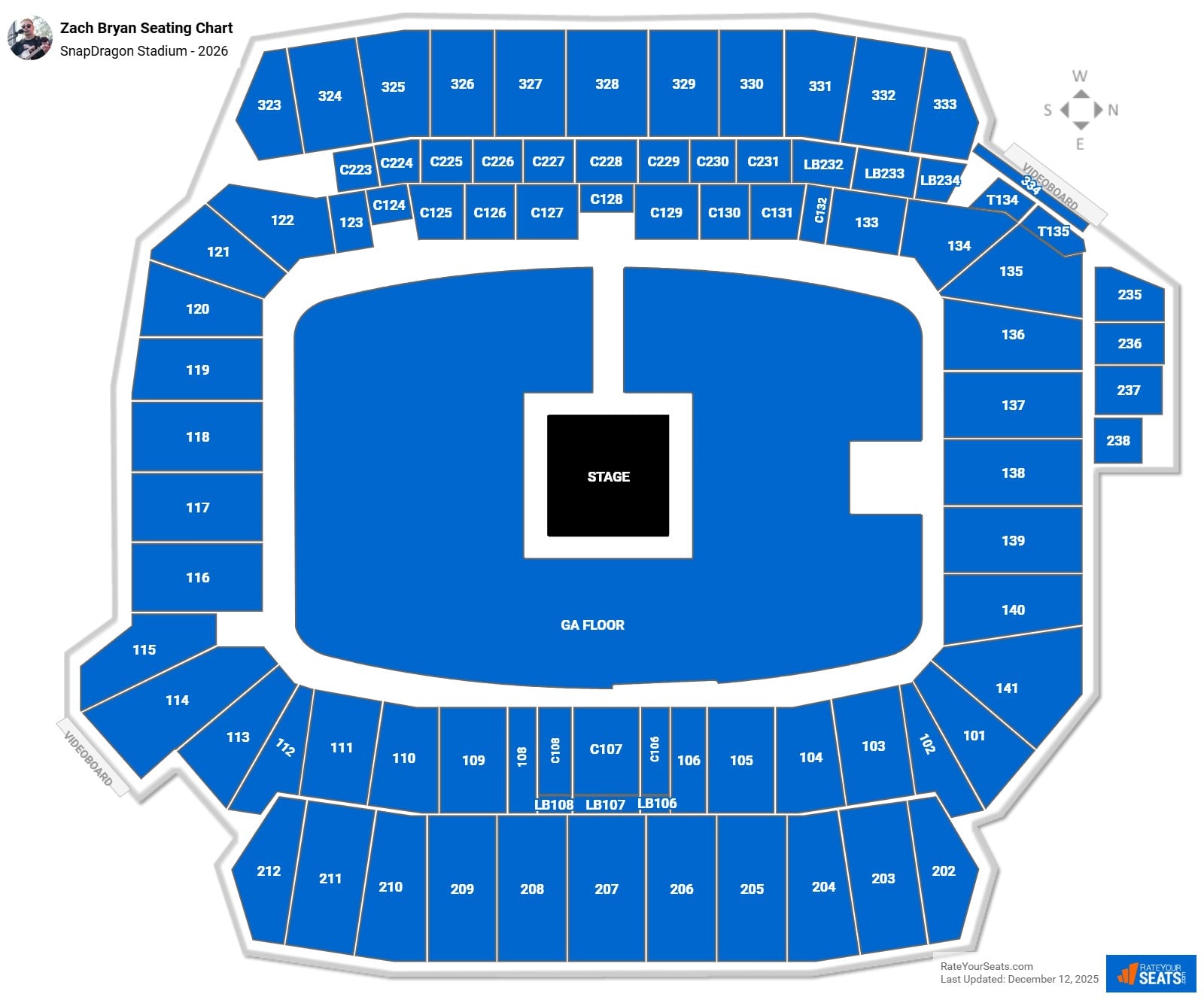Zach Bryan seating chart SnapDragon Stadium