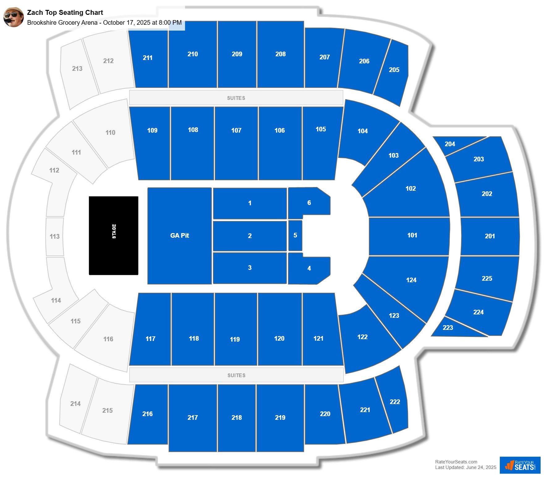 Zach Top seating chart Brookshire Grocery Arena