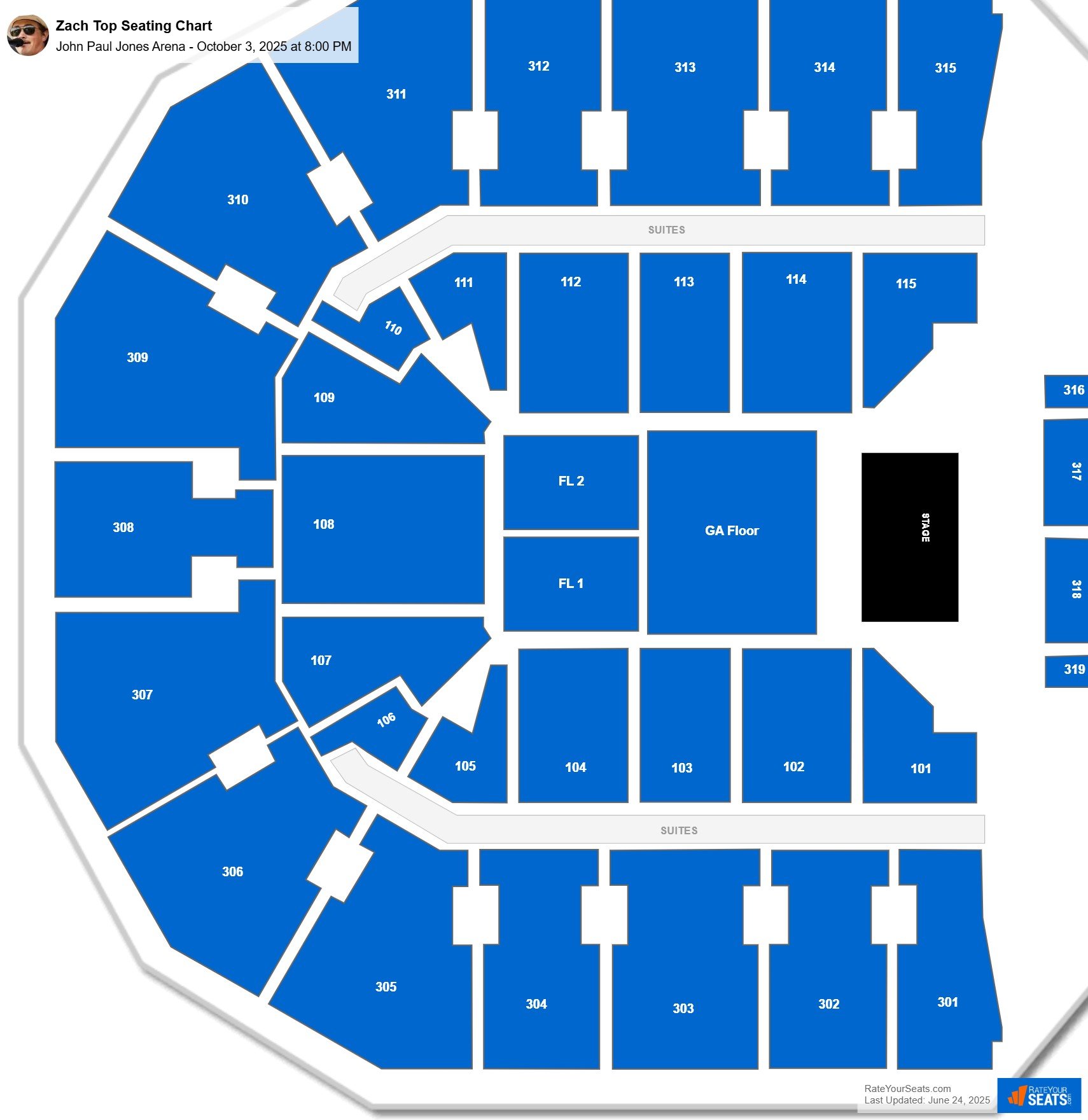 Zach Top seating chart John Paul Jones Arena