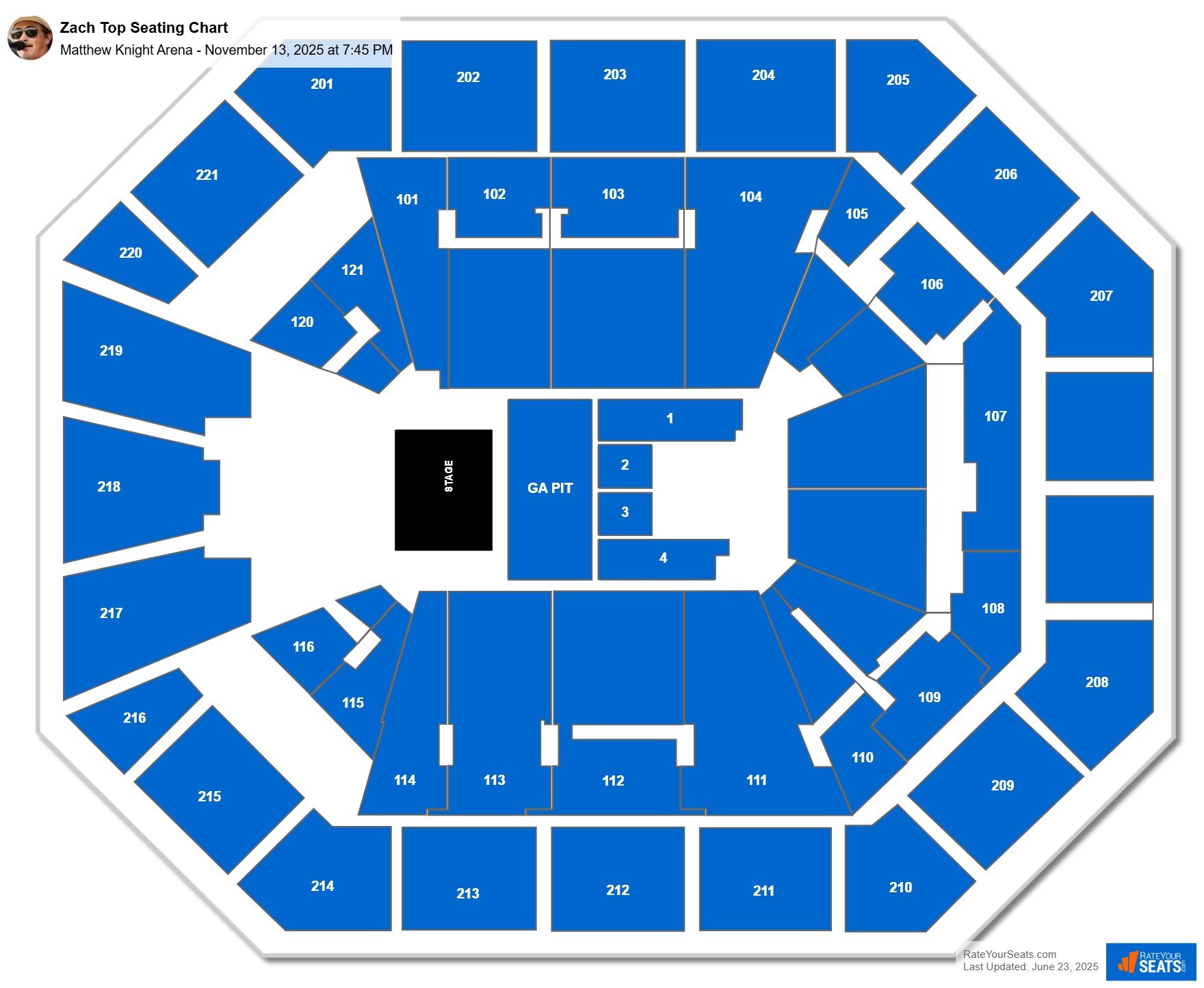 Zach Top seating chart Matthew Knight Arena