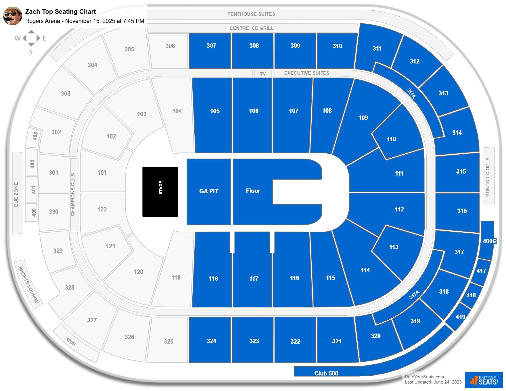 Zach Top seating chart Rogers Arena