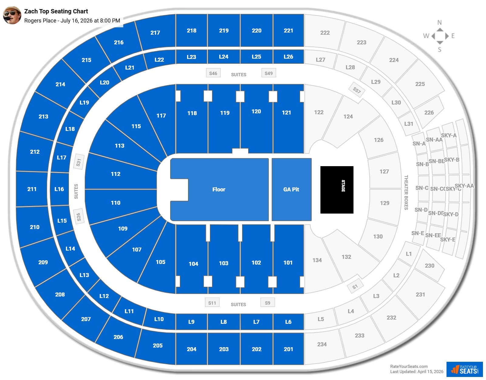 Zach Top seating chart Rogers Place