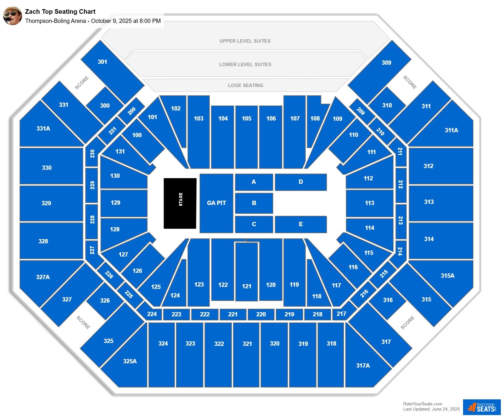 Zach Top seating chart Thompson-Boling Arena