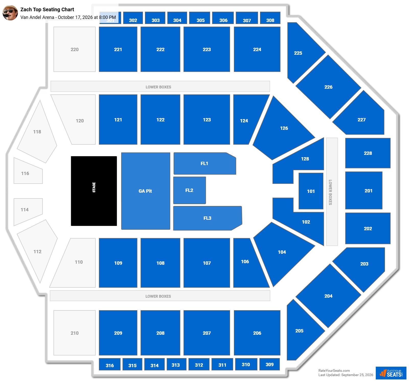 Zach Top Seating Chart at Van Andel Arena