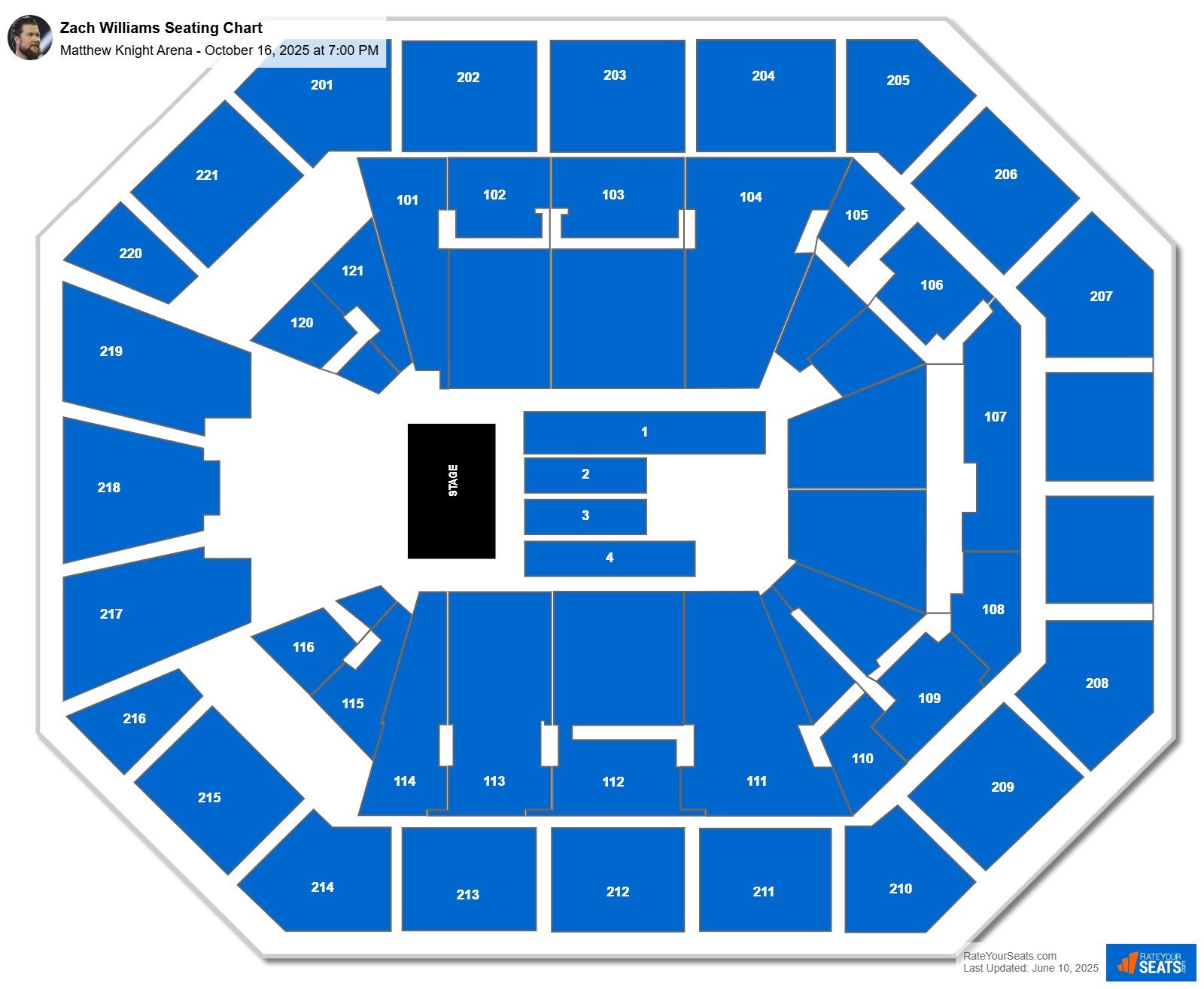 Zach Williams seating chart Matthew Knight Arena