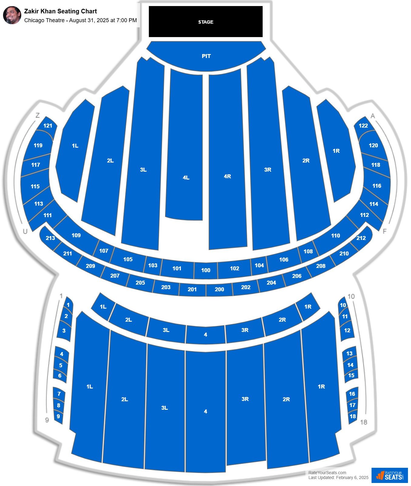 Zakir Khan seating chart Chicago Theatre