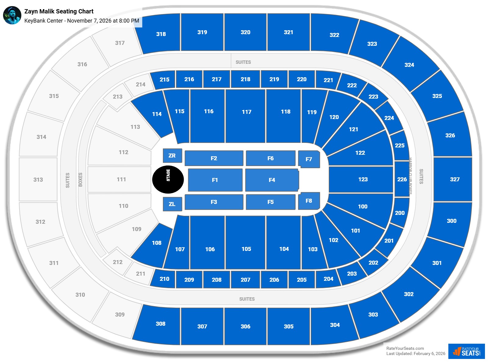 Zayn Malik seating chart KeyBank Center