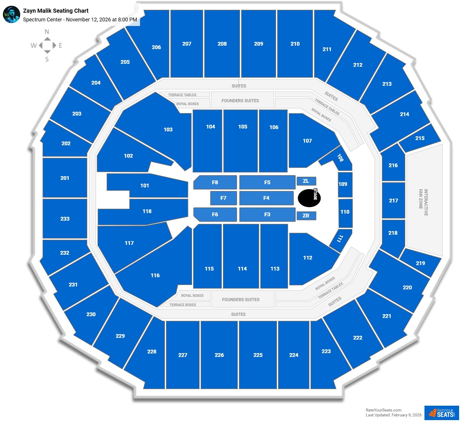 Zayn Malik seating chart Spectrum Center