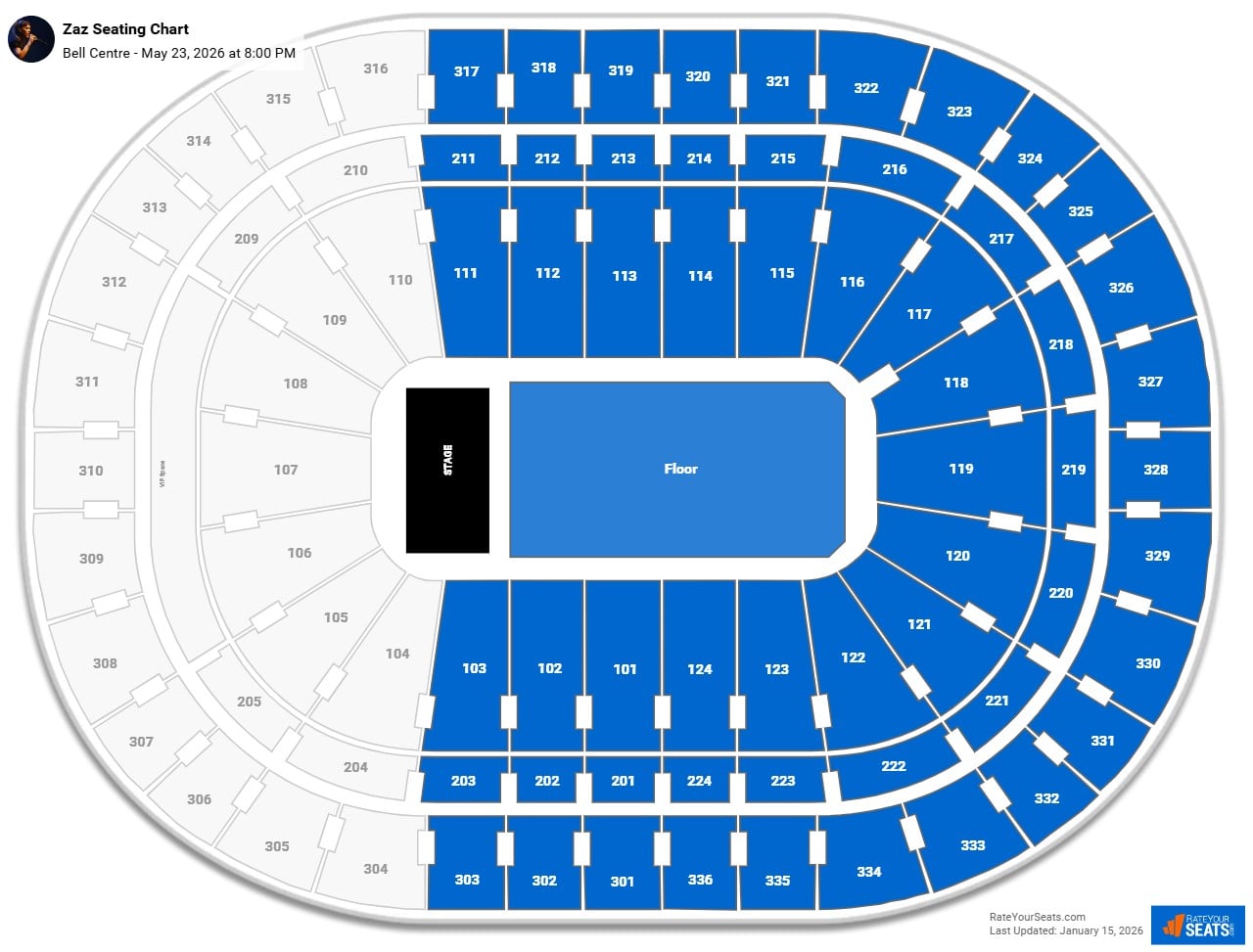 Zaz seating chart Bell Centre
