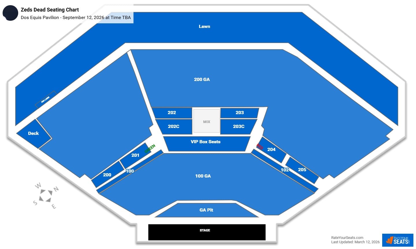 Zeds Dead seating chart Dos Equis Pavilion