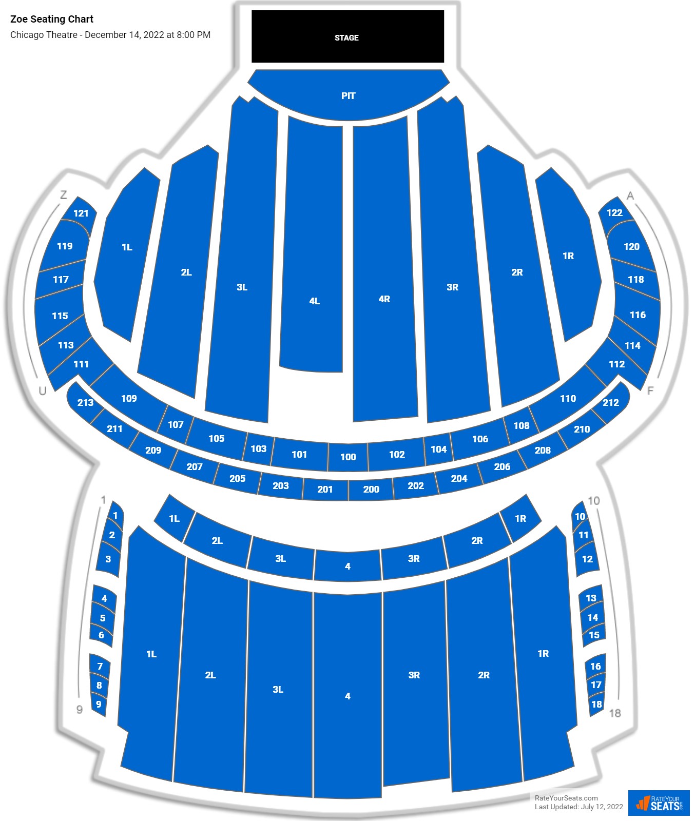 Zoe seating chart Chicago Theatre