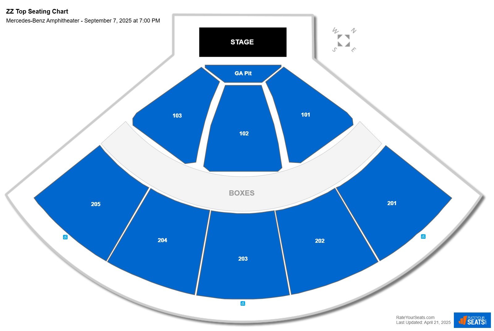 ZZ Top seating chart Mercedes-Benz Amphitheater