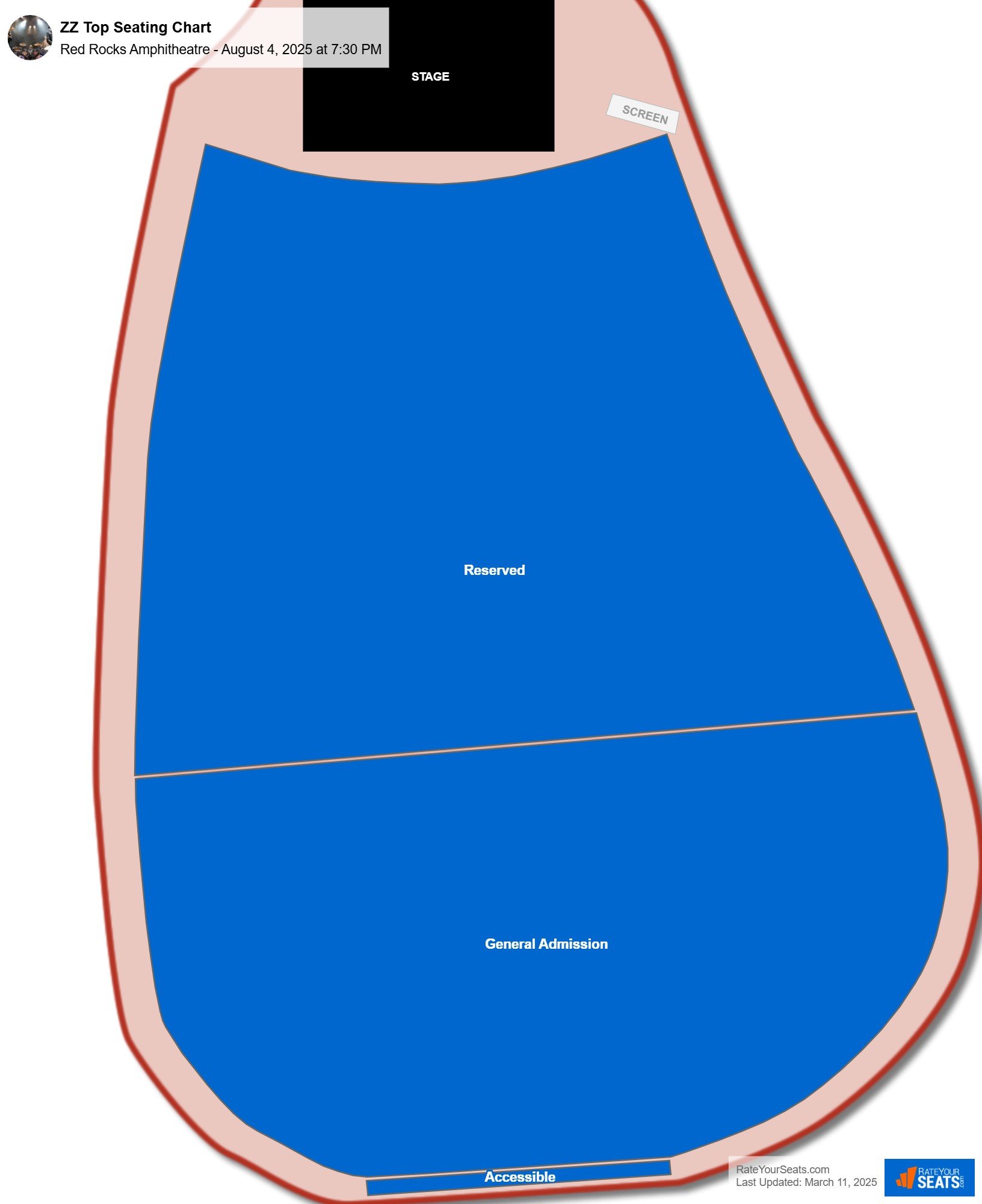 ZZ Top seating chart Red Rocks Amphitheatre