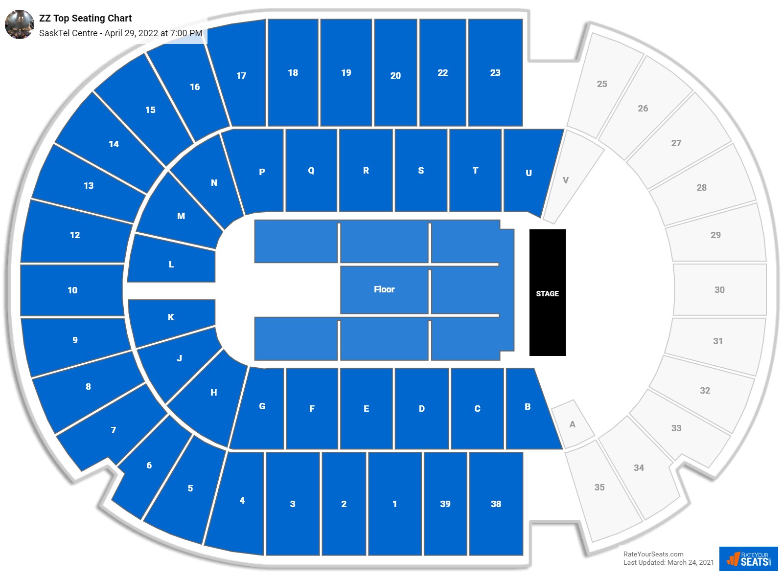 ZZ Top seating chart SaskTel Centre