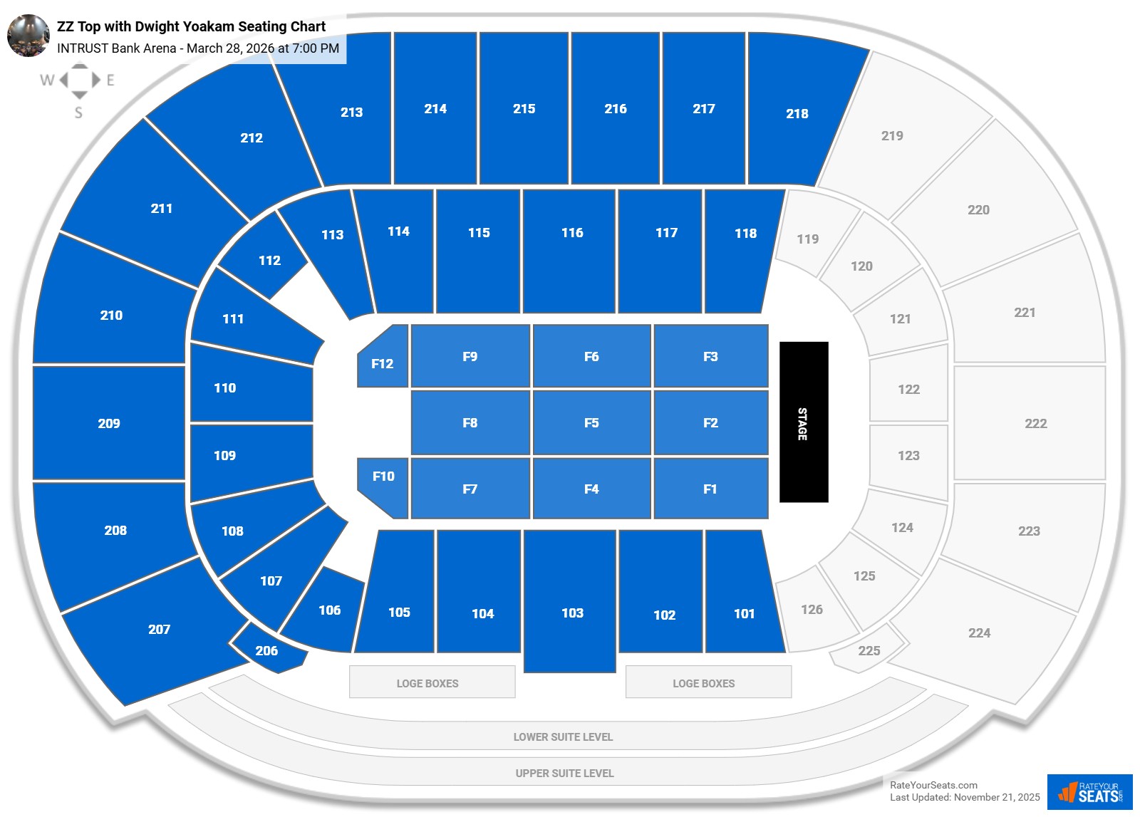 ZZ Top with Dwight Yoakam seating chart INTRUST Bank Arena