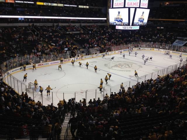section 205, row d seat view  for hockey - bridgestone arena