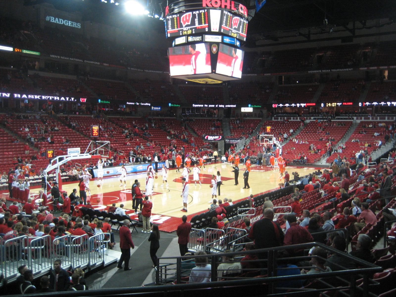 section 112, row n seat view  for basketball - kohl center