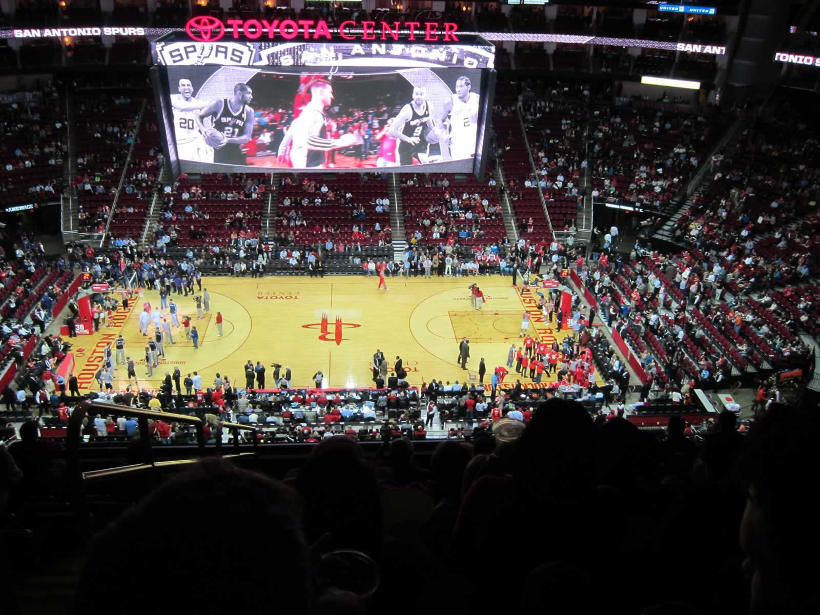 Upper tier midcourt with amazing views of the videoboard: Toyota Center ...