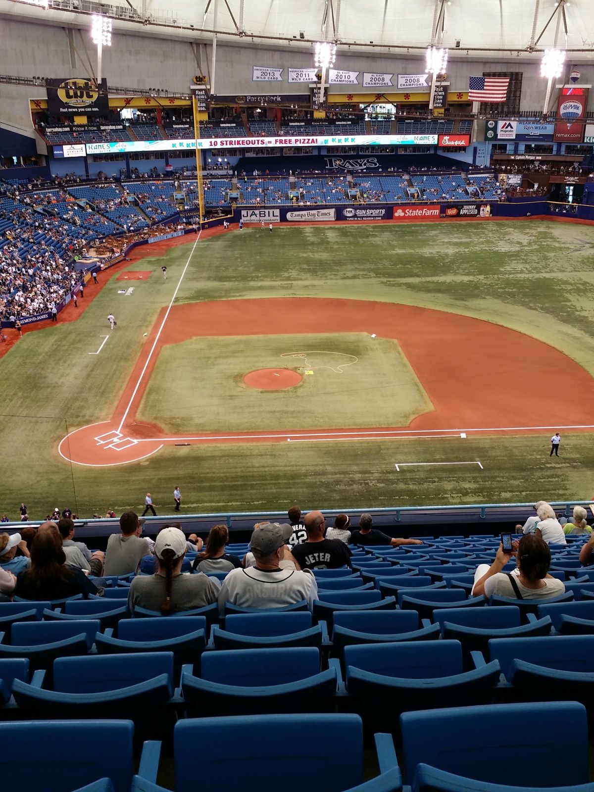 section 310, row p seat view  for baseball - tropicana field