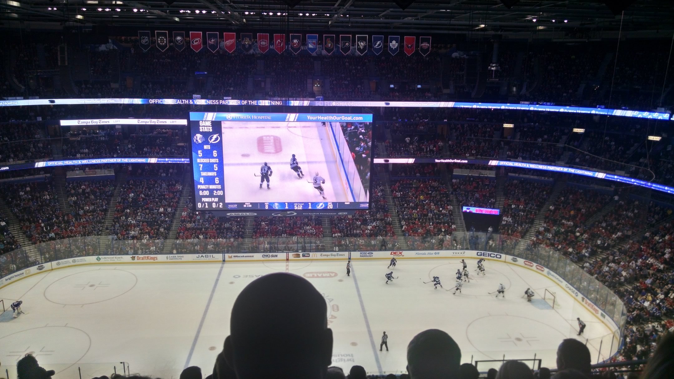 Center Ice in the Upper Level Amalie Arena Section 301 Review