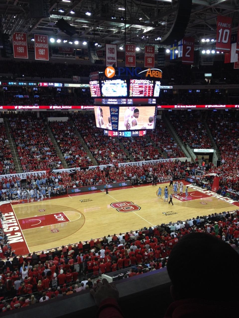 section 206, row b seat view  for basketball - pnc arena