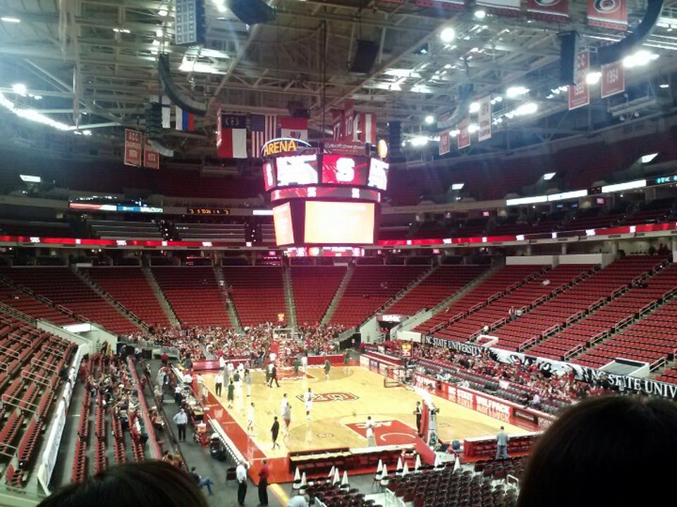 section 213, row b seat view  for basketball - pnc arena