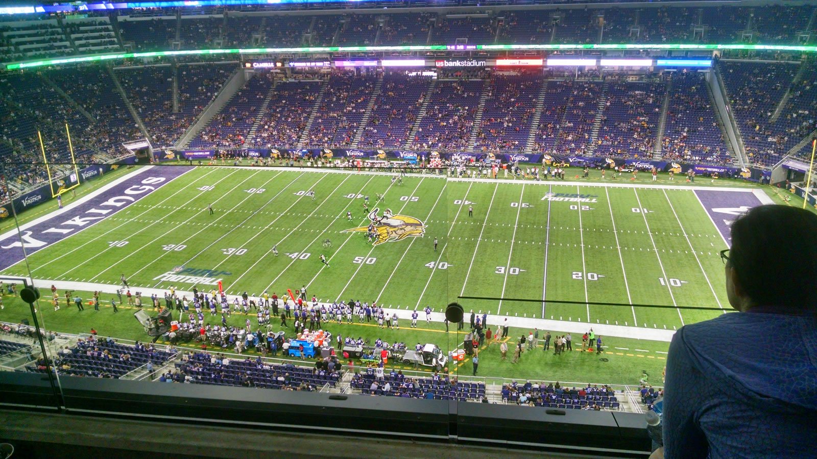 section 339, row b seat view  for football - u.s. bank stadium