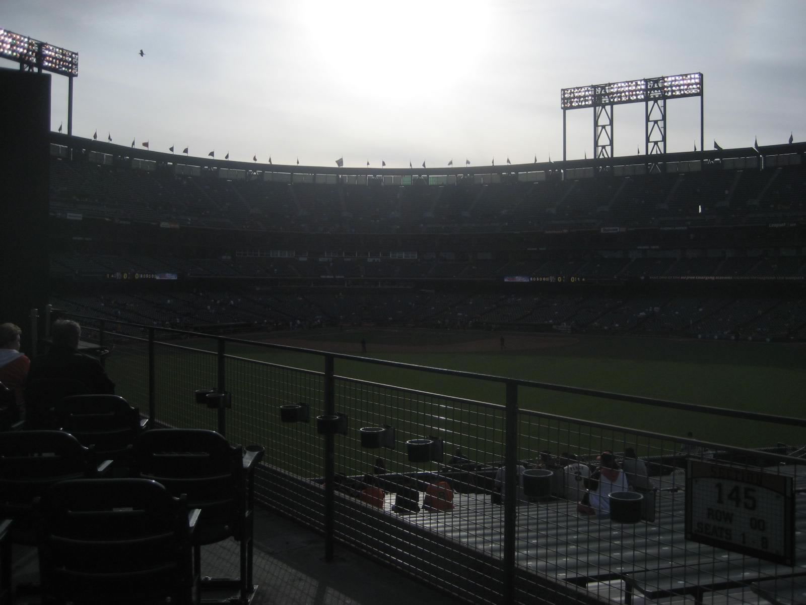 standing room only seat view  for baseball - oracle park