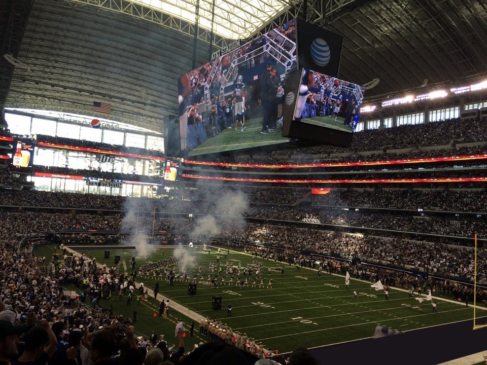 section 101, row 21 seat view  for football - at&t stadium (cowboys stadium)