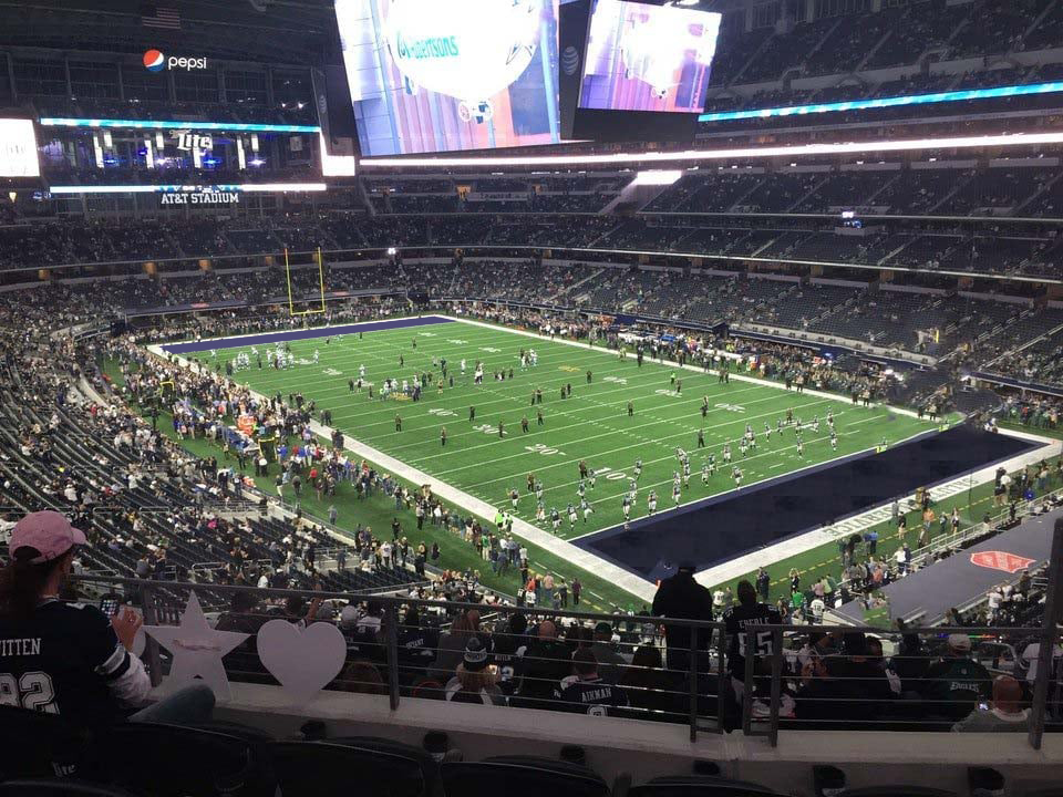 section 303, row 3 seat view  for football - at&t stadium (cowboys stadium)
