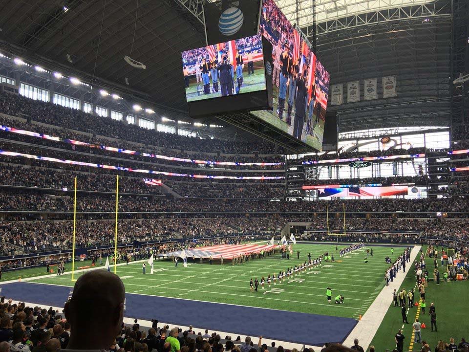section 121, row 22 seat view  for football - at&t stadium (cowboys stadium)