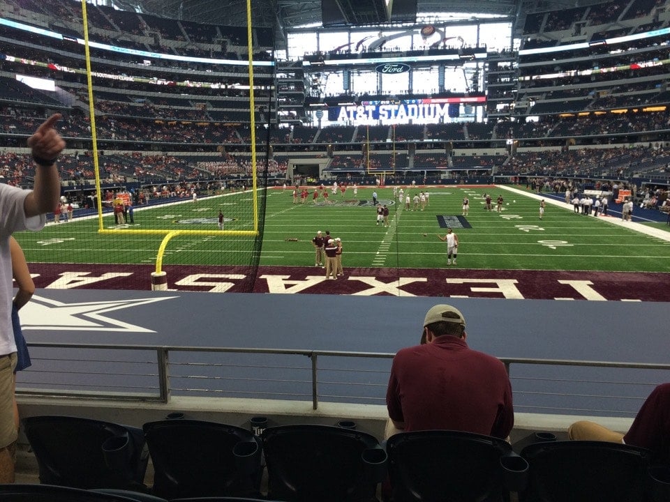 section 122, row 10 seat view  for football - at&t stadium (cowboys stadium)