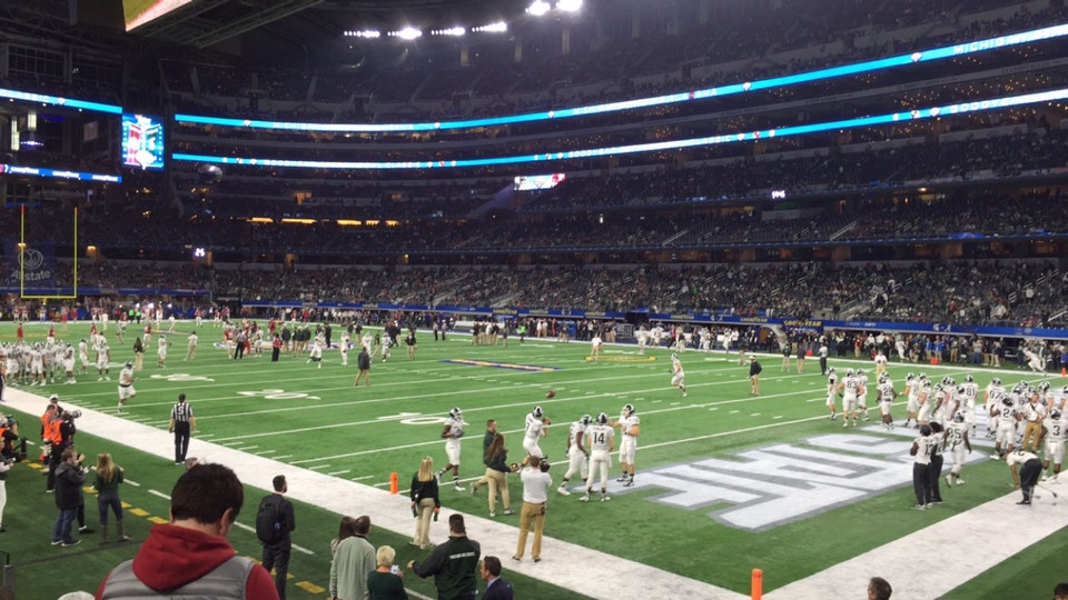 section 127 seat view  for football - at&t stadium (cowboys stadium)