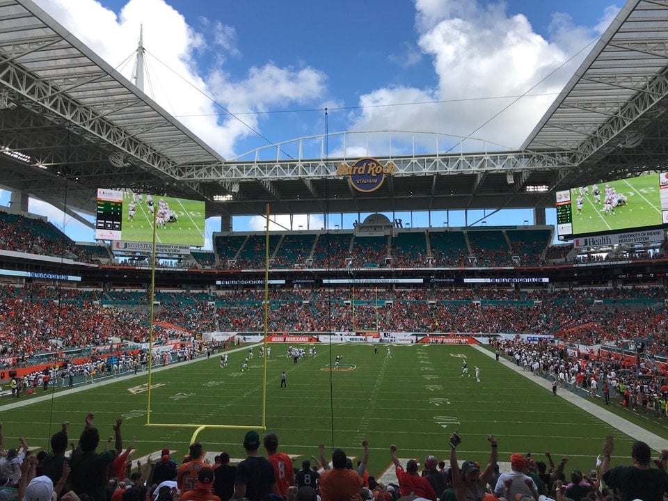 section 131, row 26 seat view  for football - hard rock stadium