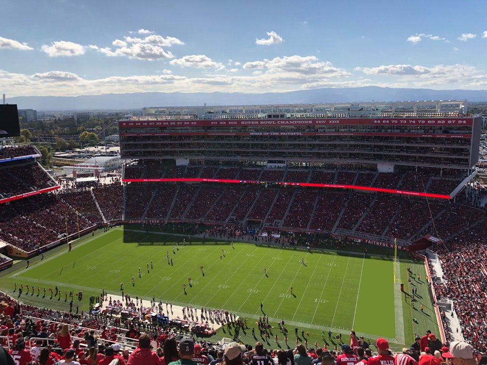 section 408, row 28 seat view  for football - levi