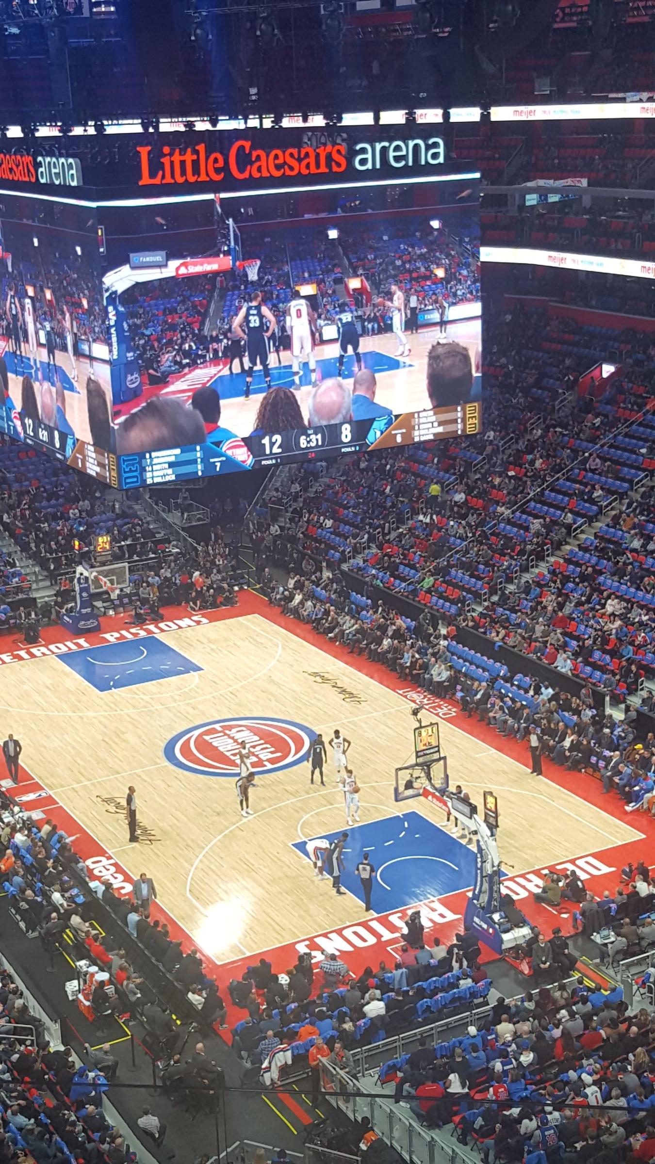 section 221, row 4 seat view  for basketball - little caesars arena