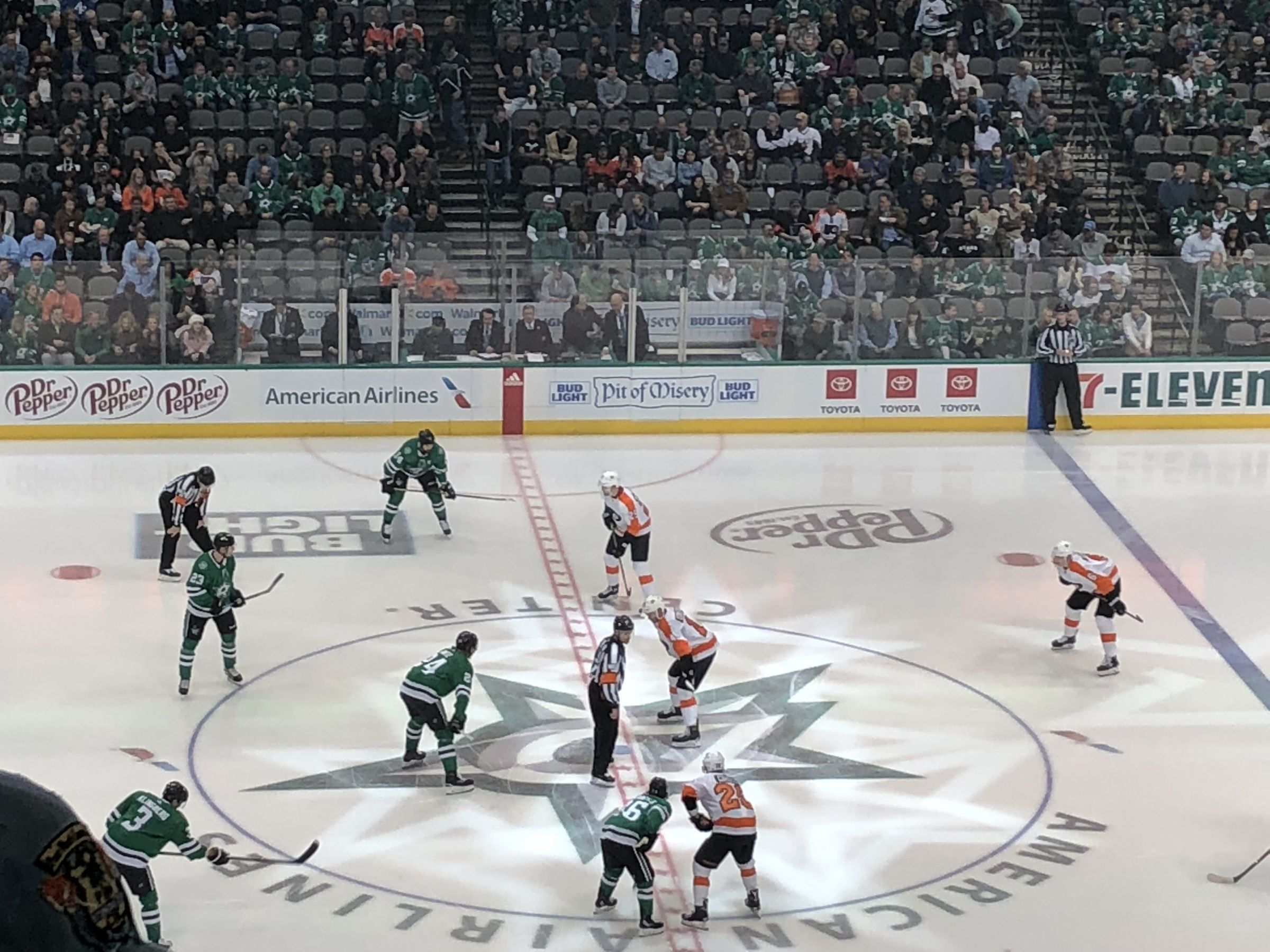 section 218, row c seat view  for hockey - american airlines center