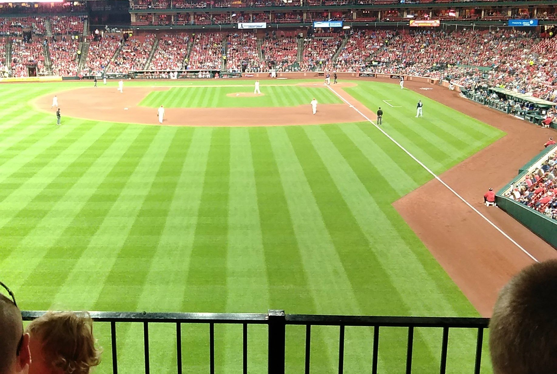 left field porch 3, row 3 seat view  - busch stadium