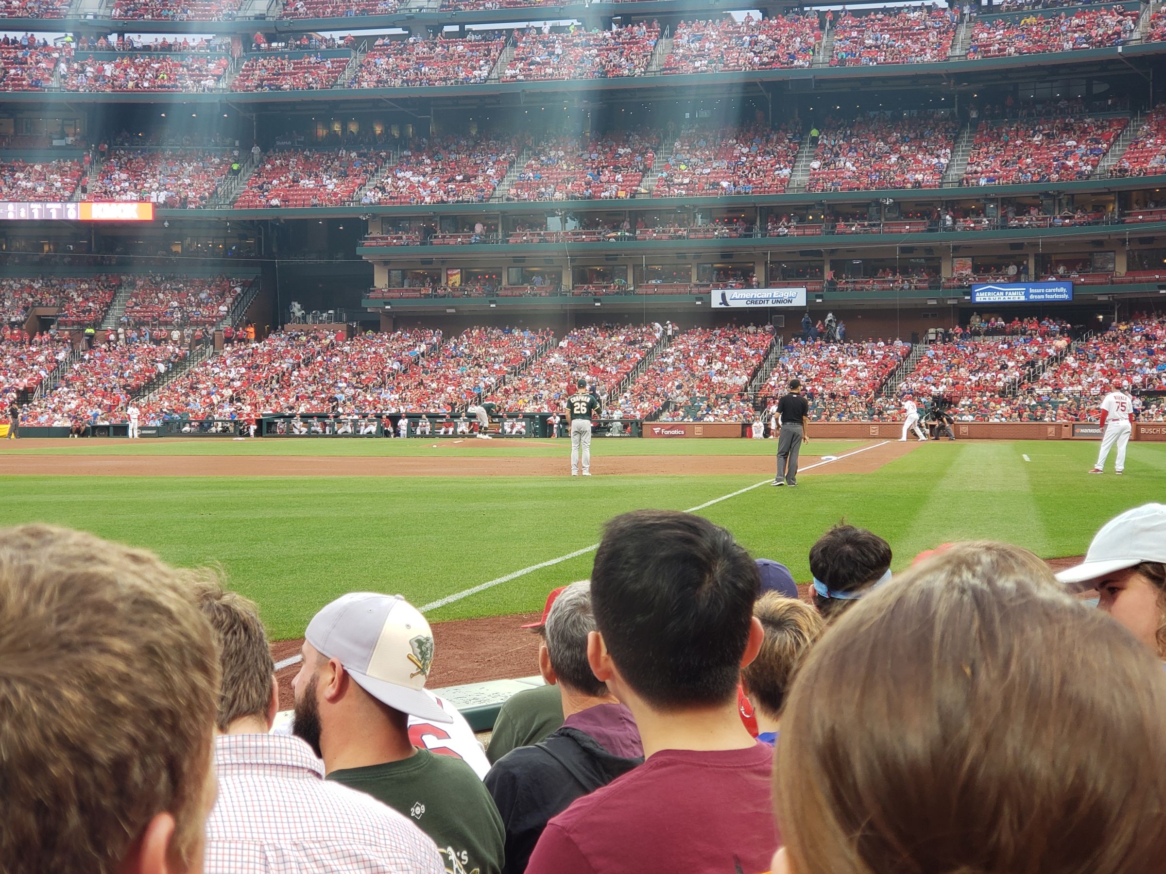 section 165, row e seat view  - busch stadium