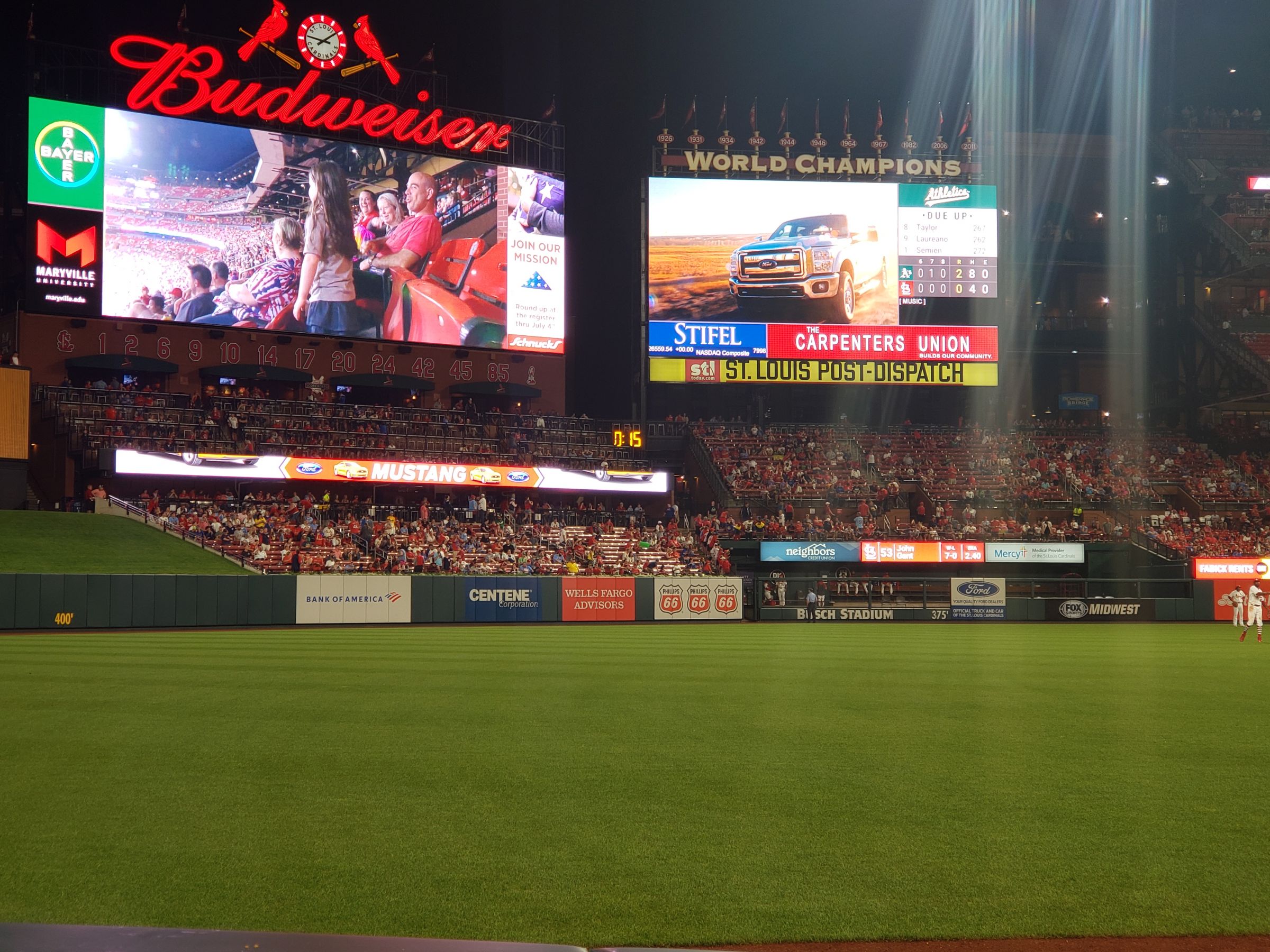 view of scoreboards from section 165